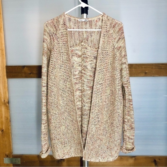 Sz S- DEX MultiColor Metallic Open Knit Oversize 3/4 Length Cardigan Sweater - Picture 2 of 6